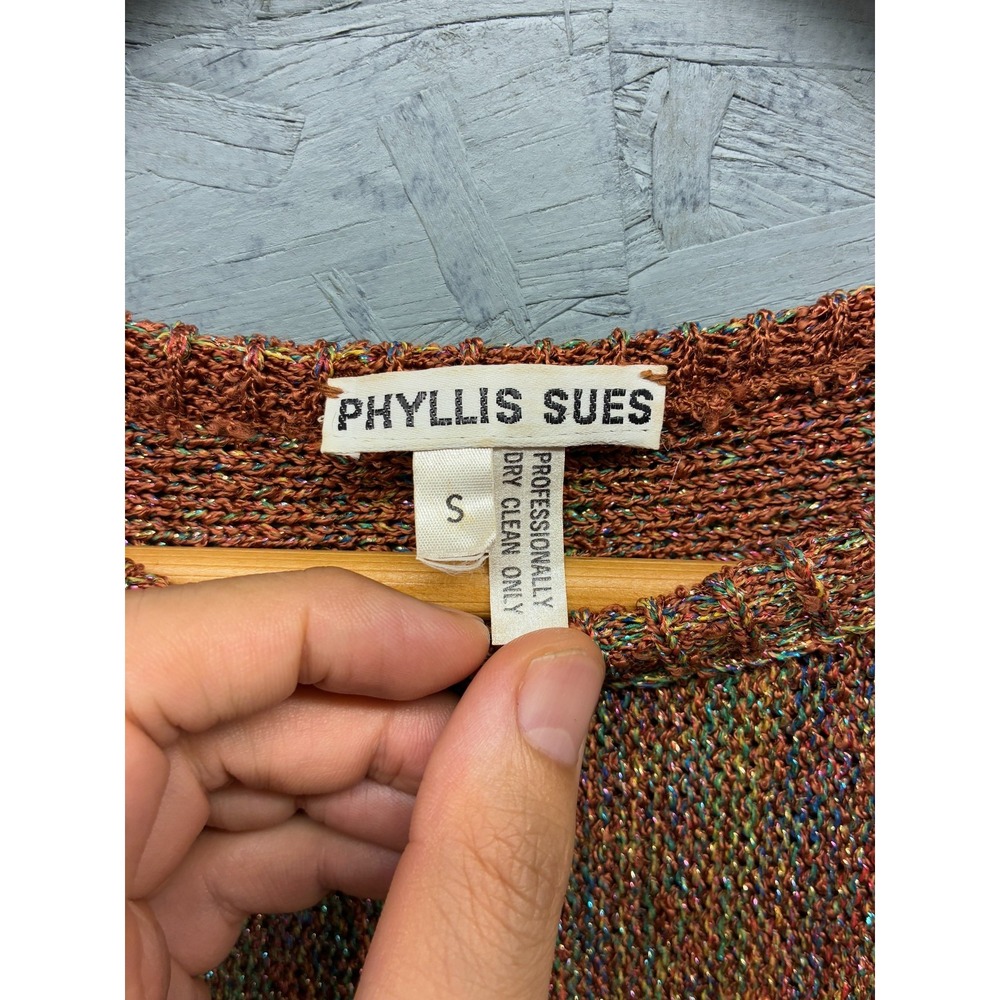 Phyllis Sues Women's S Vintage 1970s Hand Woven Chunky Knit Sweater Top - Picture 3 of 7